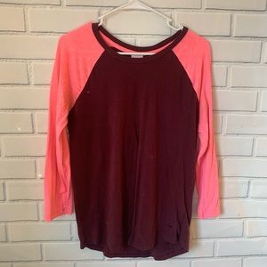 PINK BASEBALL SLEEVE TEE
